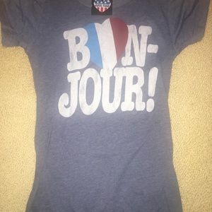 JUNK FOOD Bon jour blue T shirt ladies XS